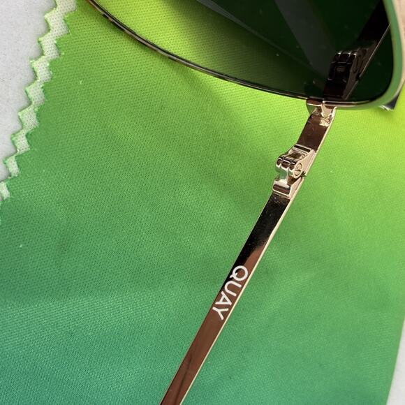 Quay High Key Mini 1212 Sunglasses Gold Tone Tortoise Aviator Polarized Womens - Picture 6 of 8